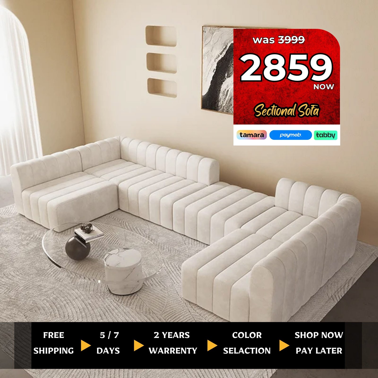 Turn your bedroom into a haven of comfort with our Deal of the Month! Get our exclusive bed and mattress for just 1299 AED. Act fast to elevate your home with style and comfort at an unbeatable price. Don't miss out on this limited-time offer! Visit our showroom or shop online now to claim your deal before it's gone.